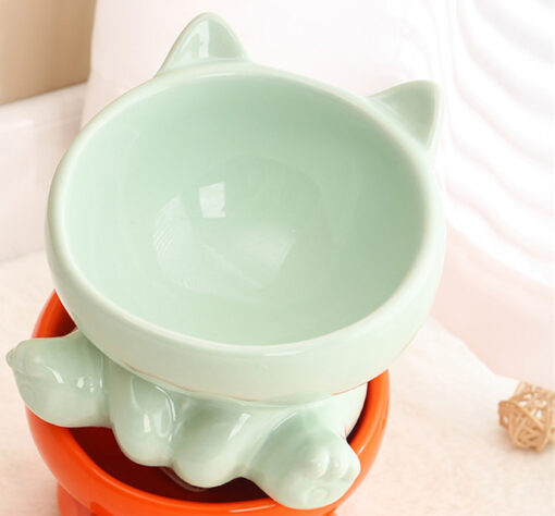 Pet Dogs And Cats Bevel Ceramic Neck Bowl - Image 3