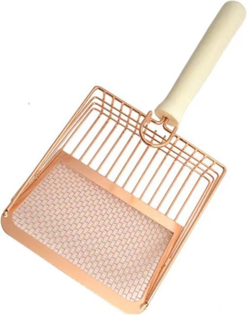 Metal Litter Scoop, Pooper Scooper With Wooden Handle, Cat Litter Deep Scoop, Poop Sifting, Kitten Pooper Lifter For Litter Box Pots With Hook For Litter Box