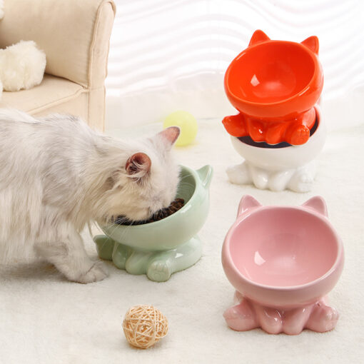 Pet Dogs And Cats Bevel Ceramic Neck Bowl